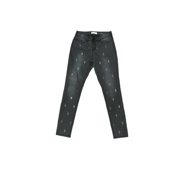 Sundance Primrose Party Gray Charcoal Wash Skinny Jeans Sequins Bling Size 26 - Picture 6 of 7